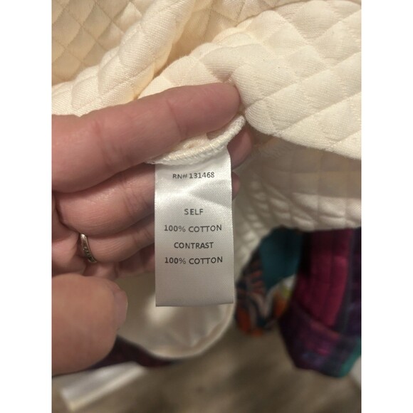 Fate Cream Quilted Crew Neck Sweatshirt Size Medium Preppy Floral Woven Sleeves - Picture 3 of 7